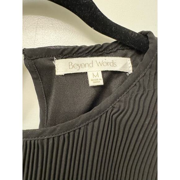 Beyond Words Medium Long Sleeves Pleated Mini Black Dress NWOT - Picture 6 of 6
